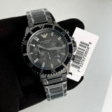  Shop Authentic Emporio Armani Diver Chronograph Black Dial Black Steel Strap Watch For Men - AR11363 - Luxxuri