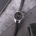  Shop Authentic Calvin Klein Rebel Black Grey Dial Black Leather Strap Watch for Women - K8P231C1 - Luxxuri