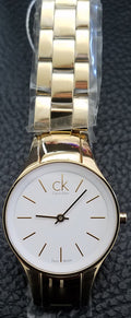  Shop Authentic Calvin Klein Simplicity White Dial Gold Steel Strap Watch for Women - K4323212 - Luxxuri