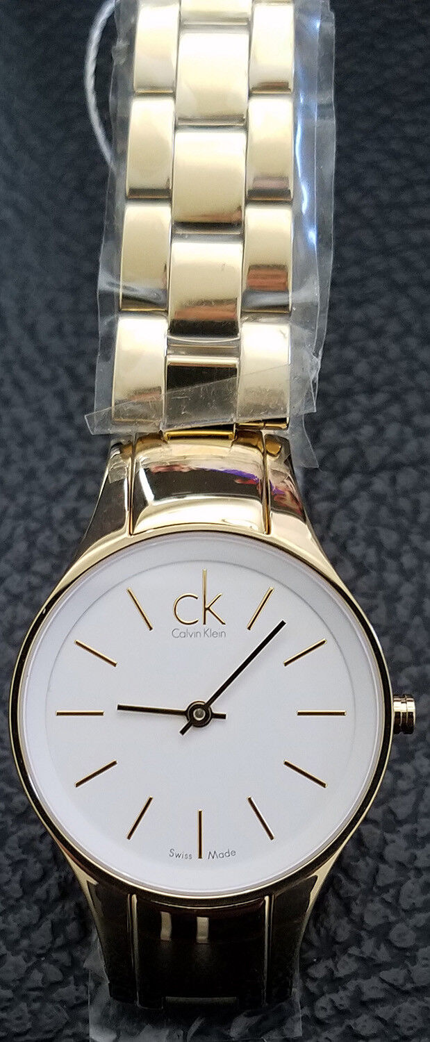  Shop Authentic Calvin Klein Simplicity White Dial Gold Steel Strap Watch for Women - K4323212 - Luxxuri