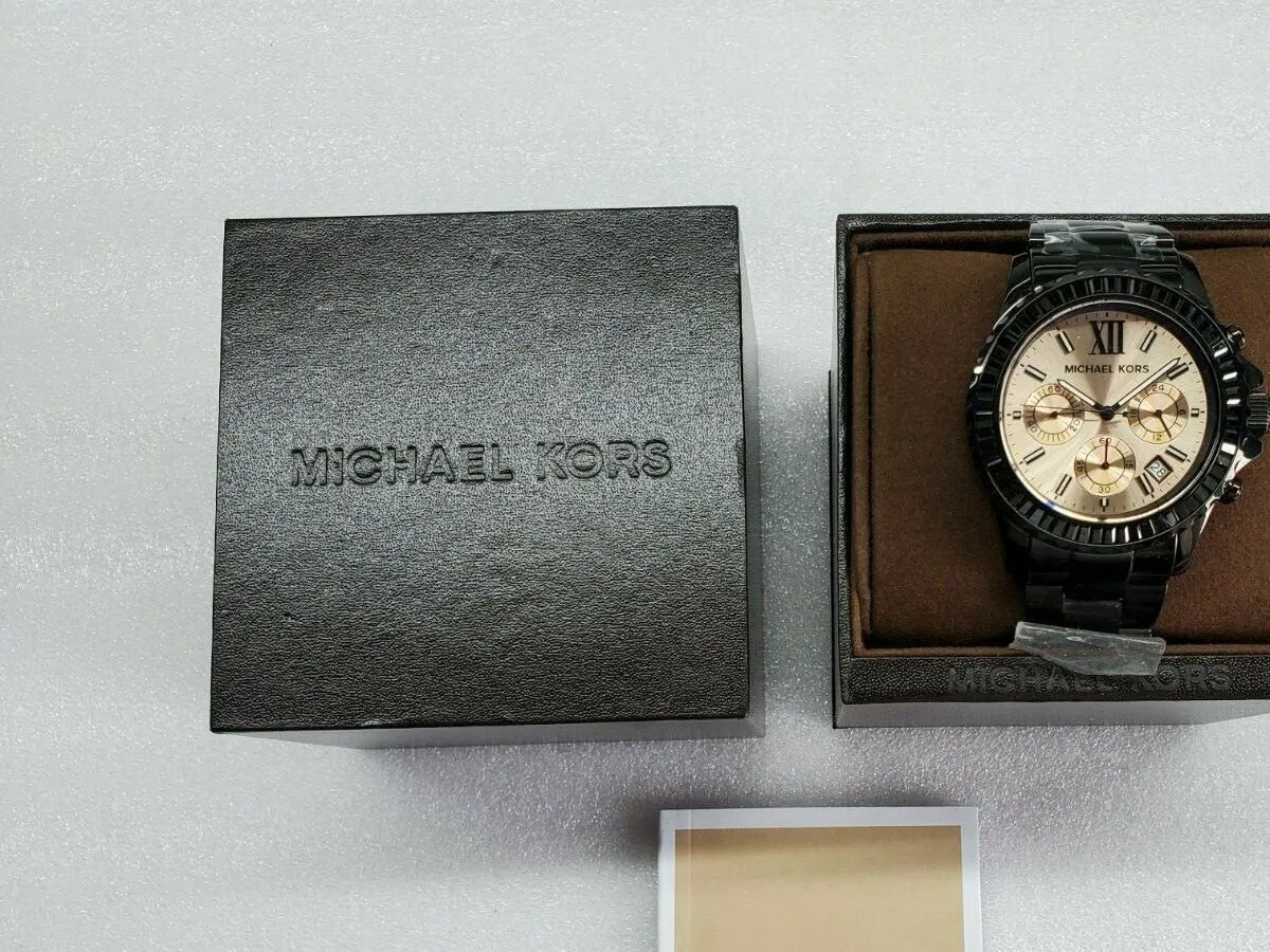  Shop Authentic Michael Kors Everest Quartz Rose Gold Dial Black Steel Strap Watch For Women - MK5872 - Luxxuri