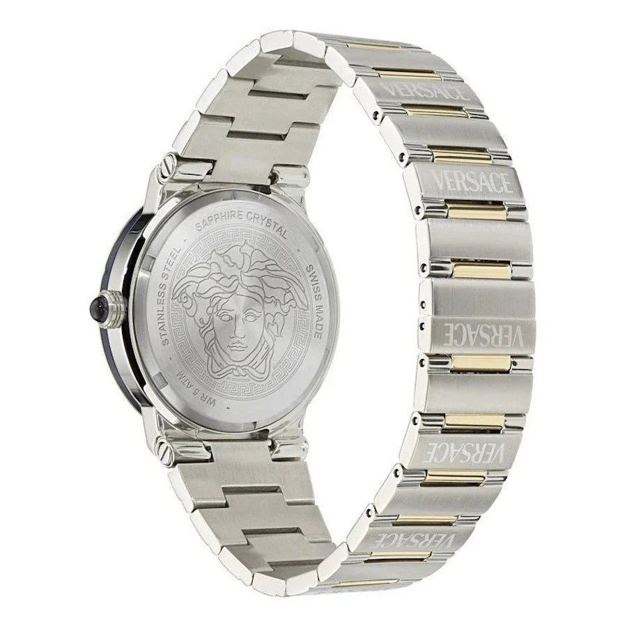  Shop Authentic Versace Greca Logo Moonphase Mother of Pearl Dial Two Tone Steel Strap Watch for Women - VE7G00524 - Luxxuri