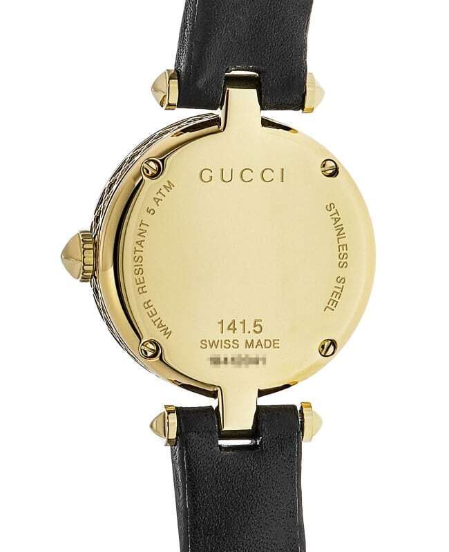  Shop Authentic Gucci Diamantissima Mother of Pearl Dial Black Leather Strap Watch For Women - YA141505 - Luxxuri
