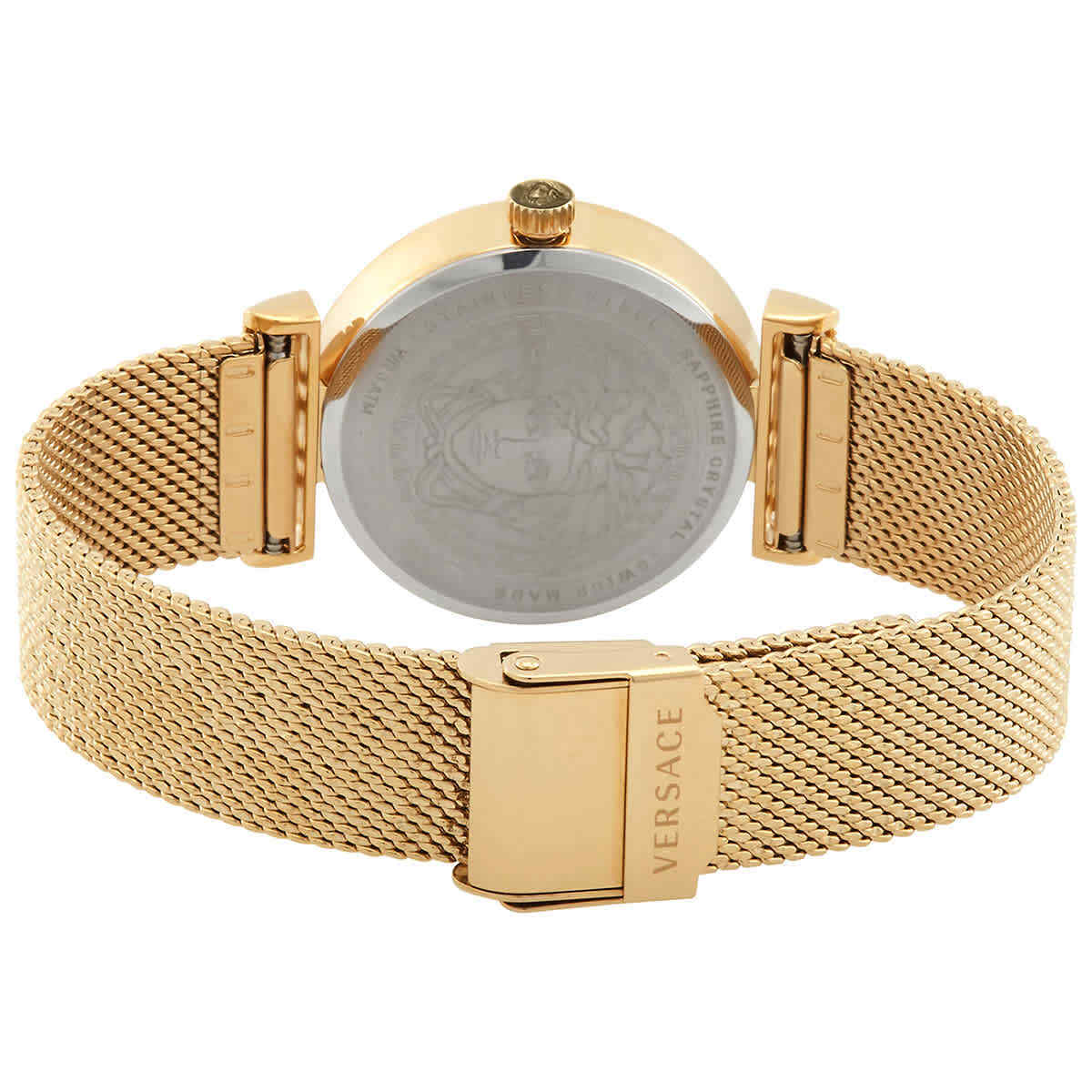  Shop Authentic Versace Meander Greca White Dial Gold Mesh Bracelet Watch for Women - VELW00820 - Luxxuri