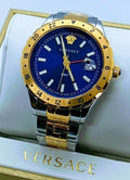  Shop Authentic Versace Hellenyium GMT Blue Dial Two Tone Steel Strap Watch for Men - V11060017 - Luxxuri