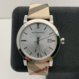  Shop Authentic Burberry The City Nova Silver Dial White Leather Strap Watch for Women - BU9022 - Luxxuri