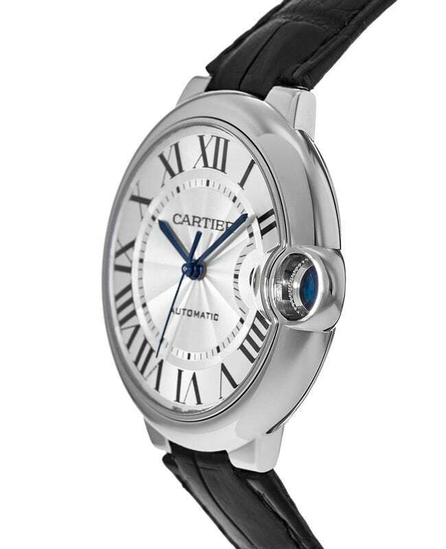  Shop Authentic Cartier Ballon Bleu De Cartier Silver Dial Black Leather Strap Watch for Women - WSBB0030 - Luxxuri