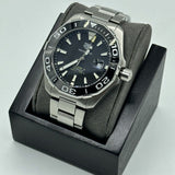  Shop Authentic Tag Heuer Aquaracer Black Dial Silver Steel Strap Strap Watch for Men - WAY201A.BA0927 - Luxxuri