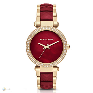  Shop Authentic Michael Kors Parker Mother of Pearl Red Dial Two Tone Steel Strap Watch for Women - MK6427 - Luxxuri