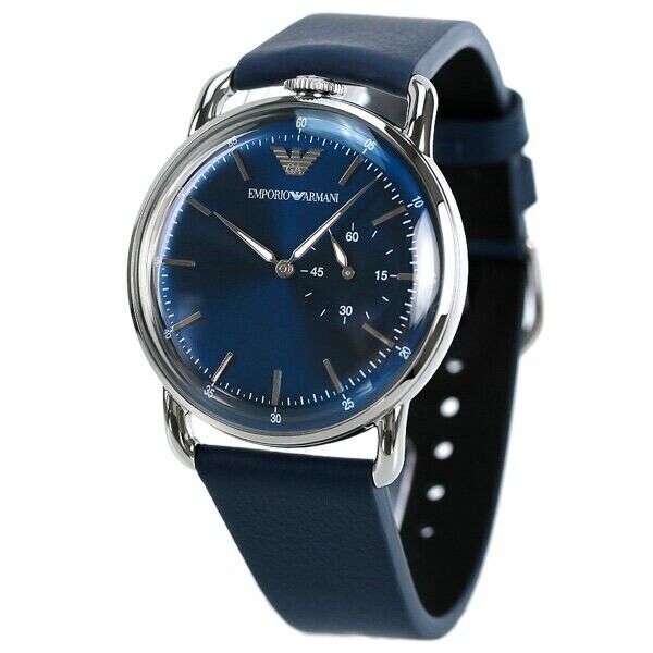 Emporio Armani Aviator Quartz Blue Dial Blue Leather Strap Watch For Men - AR11335