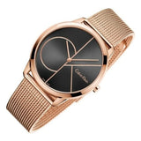  Shop Authentic Calvin Klein Minimal Black Dial Rose Gold Mesh Bracelet Watch for Men - K3M21621 - Luxxuri