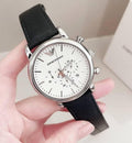  Shop Authentic Emporio Armani Classic Quartz Chronograph White Dial Black Leather Strap Watch For Men - AR1807 - Luxxuri