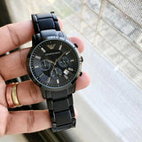  Shop Authentic Emporio Armani Classic Chronograph Black Dial Black Stainless Steel Strap Watch For Men - AR2453 - Luxxuri