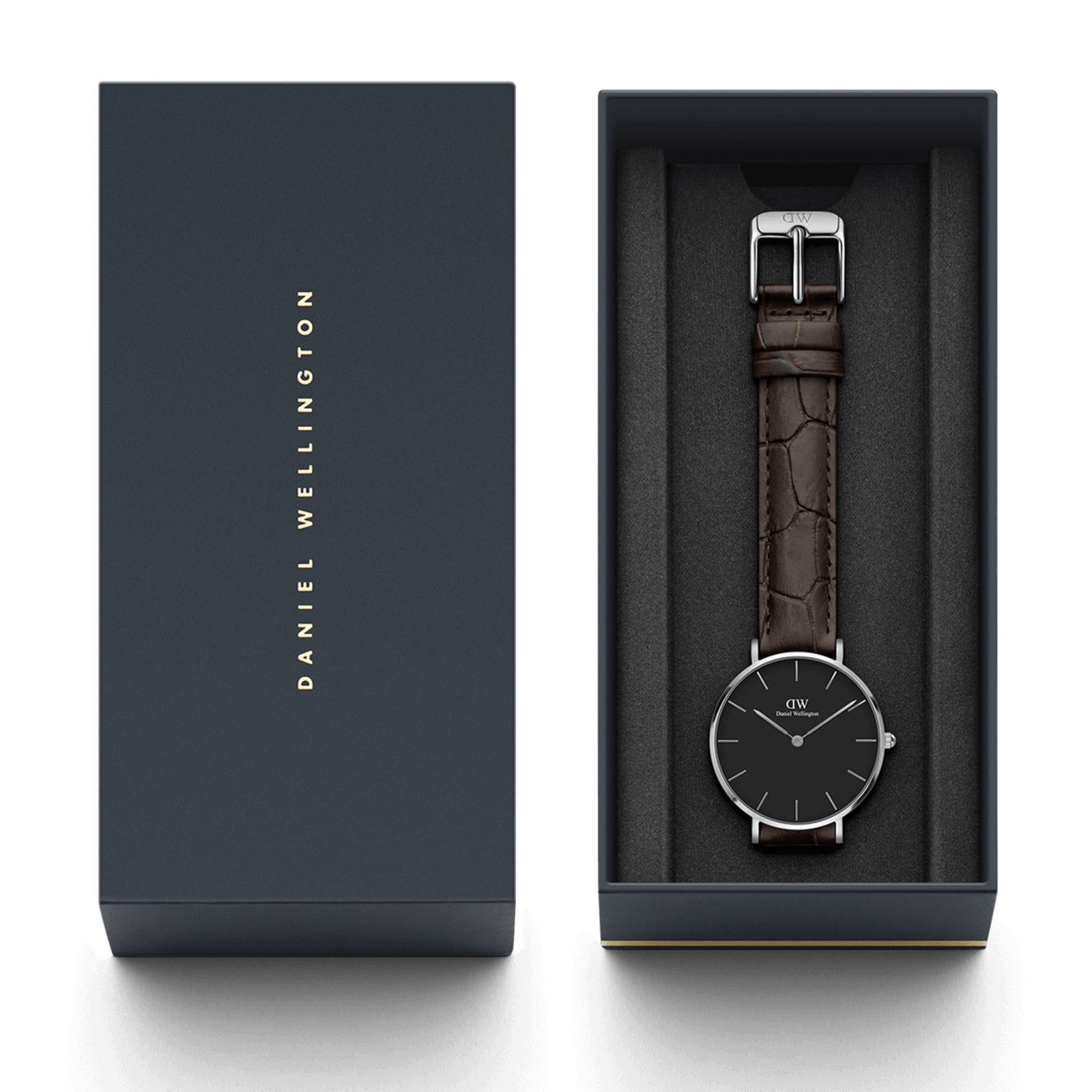  Shop Authentic Daniel Wellington Classic Petite York Black Dial Brown Leather Strap Watch For Women - DW00100238 - Luxxuri