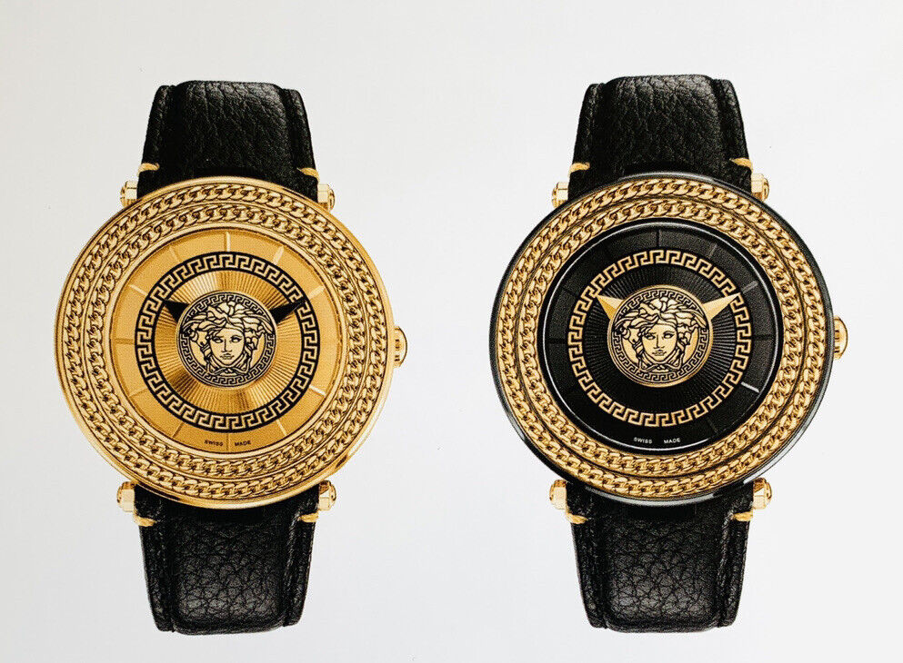  Shop Authentic Versace V-Metal Icon Black Dial Black Leather Strap Watch For Men - VQL030015 - Luxxuri