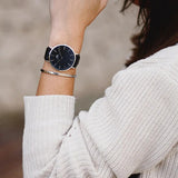  Shop Authentic Daniel Wellington Classic Sheffield Black Dial Black Leather Strap Watch For Women - DW00100145 - Luxxuri
