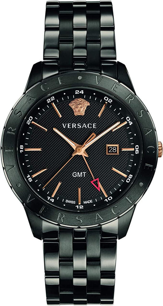  Shop Authentic Versace Univers Quartz Black Dial Black Steel Strap Watch for Men - VEBK00618 - Luxxuri
