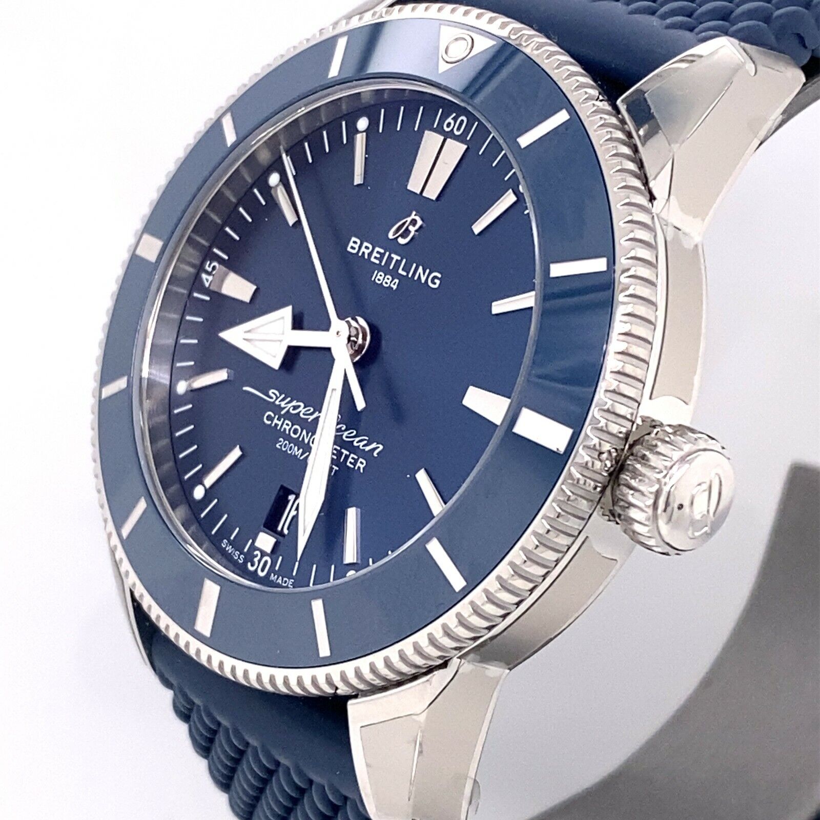  Shop Authentic Breitling Superocean Heritage II B20 44mm Blue Dial Blue Rubber Strap Mens Watch - AB2030161C1S1 - Luxxuri