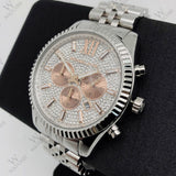  Shop Authentic Michael Kors Lexington Chronograph Silver Dial Silver Steel Strap Watch for Men - MK8515 - Luxxuri