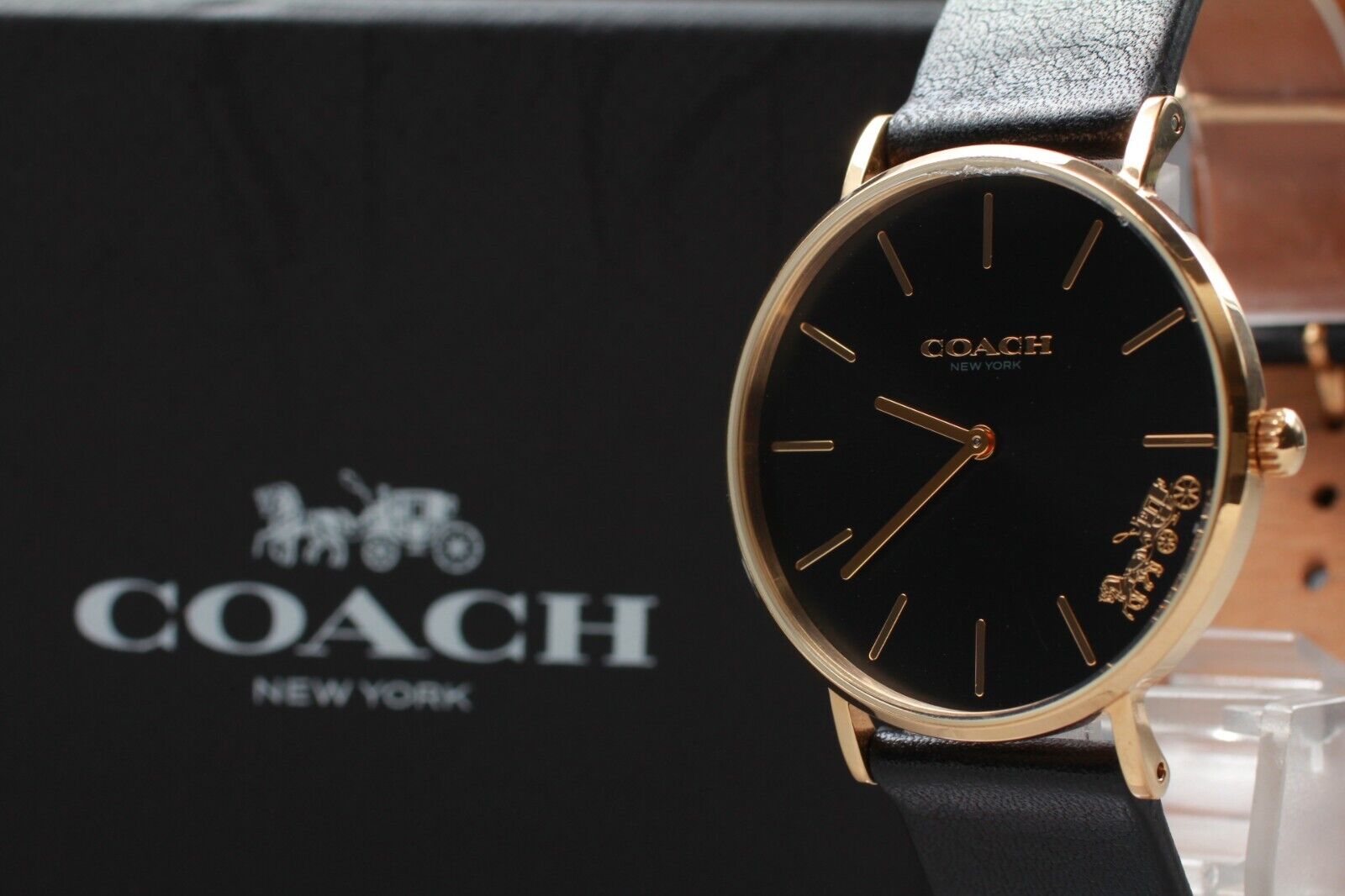  Shop Authentic Coach Perry Black Dial Black Leather Strap Watch for Women - 14503333 - Luxxuri