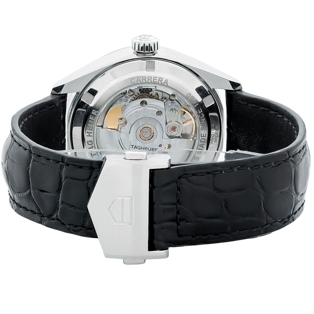  Shop Authentic Tag Heuer Carrera Date Silver Dial Black Leather Strap Watch for Men - WBN2111.FC6505 - Luxxuri