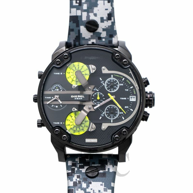  Shop Authentic Diesel Big Daddy Chronograph Black Dial Black Leather Strap Watch For Men - DZ7311 - Luxxuri