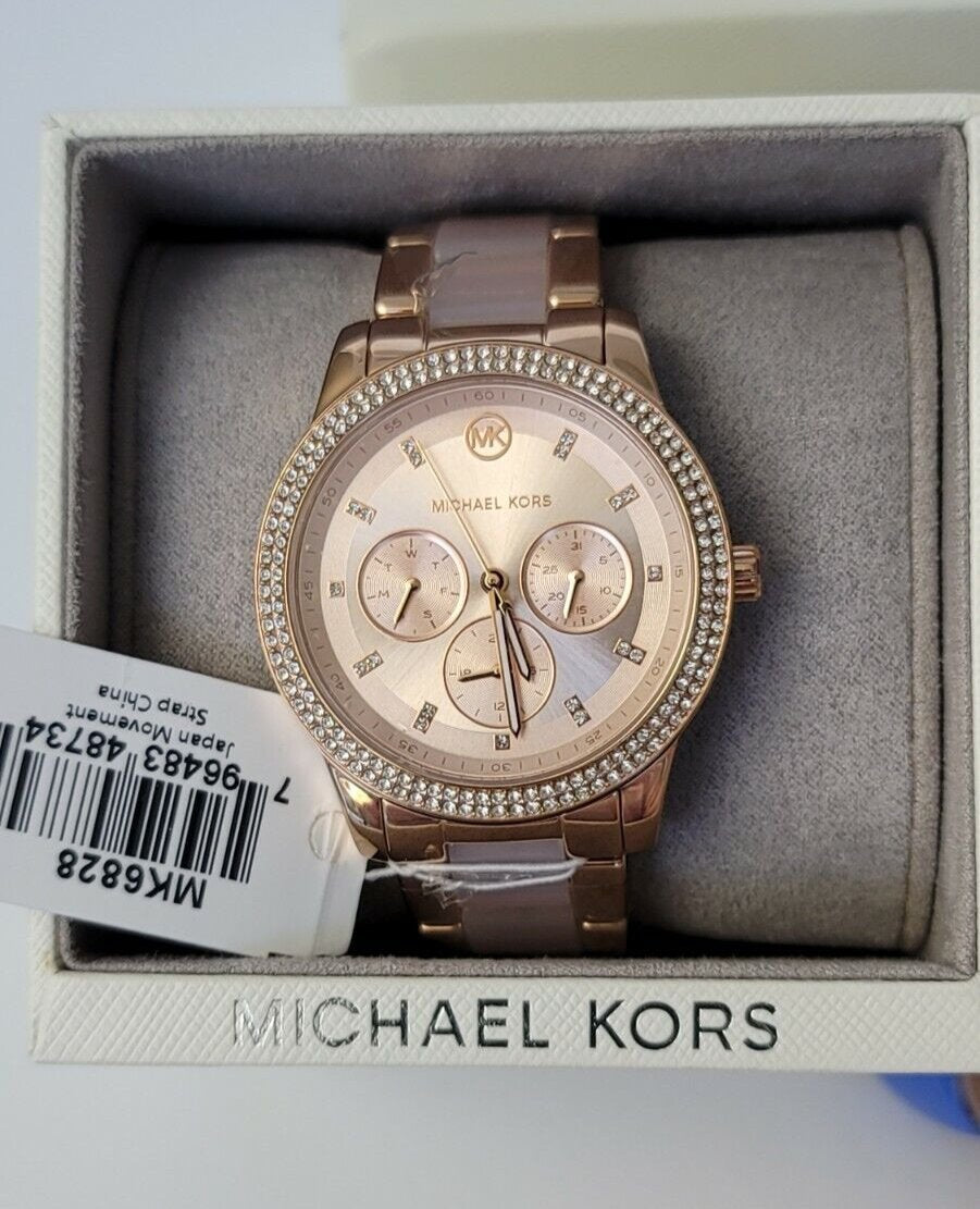  Shop Authentic Michael Kors Tibby Chronograph Rose Gold Dial Two Tone Steel Strap Watch For Women - MK6828 - Luxxuri