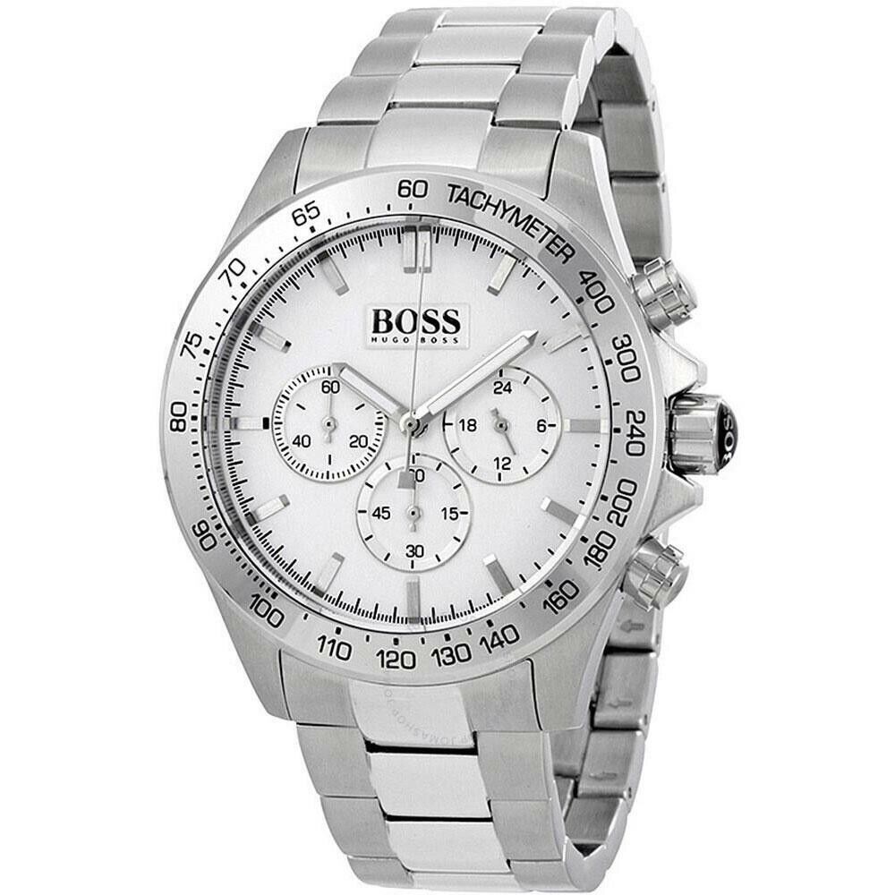  Shop Authentic Hugo Boss Ikon Chronograph White Dial Silver Steel Strap Watch for Men - 1512962 - Luxxuri