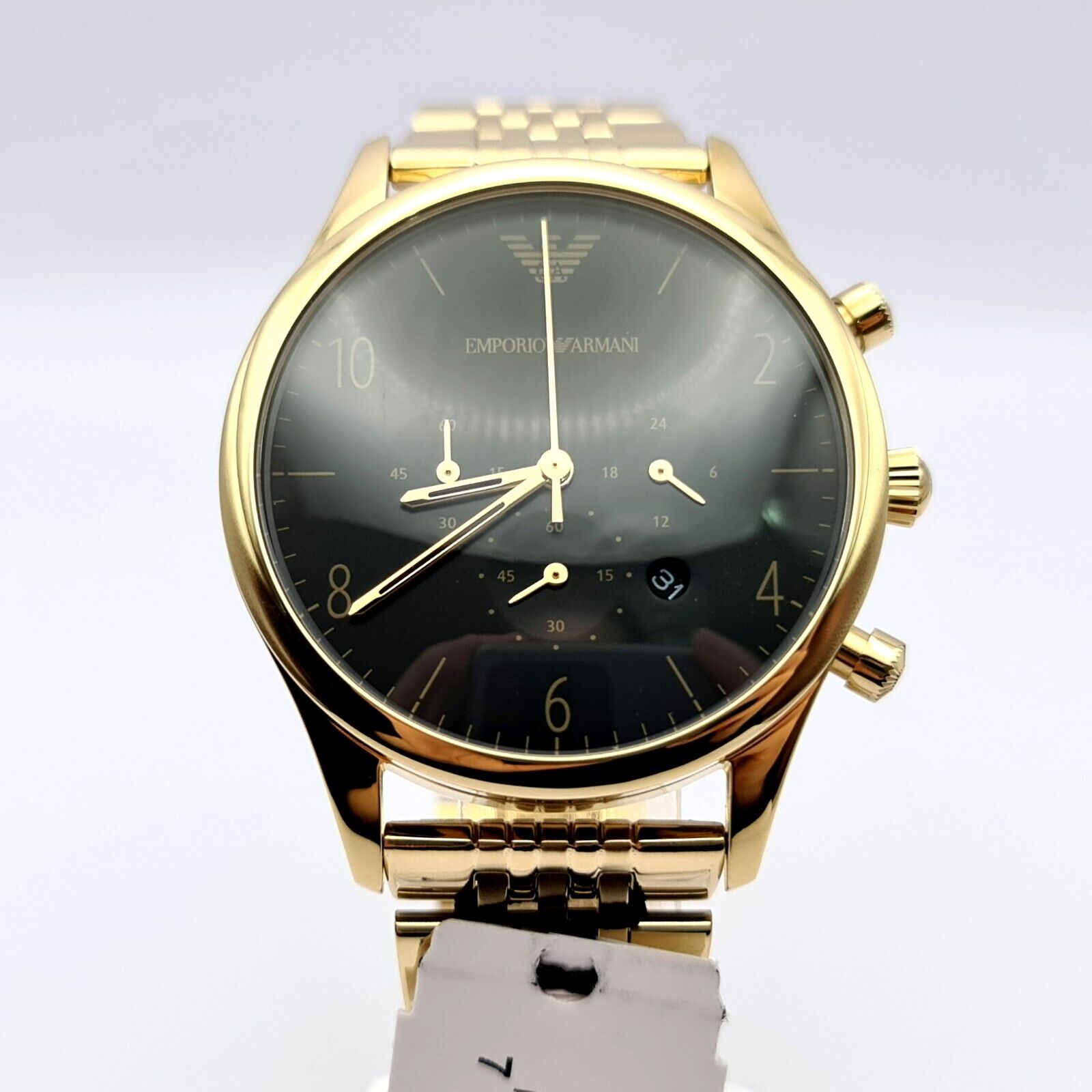  Shop Authentic Emporio Armani Classic Chronograph Black Dial Gold Steel Strap Watch For Men - AR1893 - Luxxuri