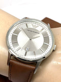  Shop Authentic Emporio Armani Renato Quartz Silver Dial Brown Leather Strap Watch For Men - AR11185 - Luxxuri