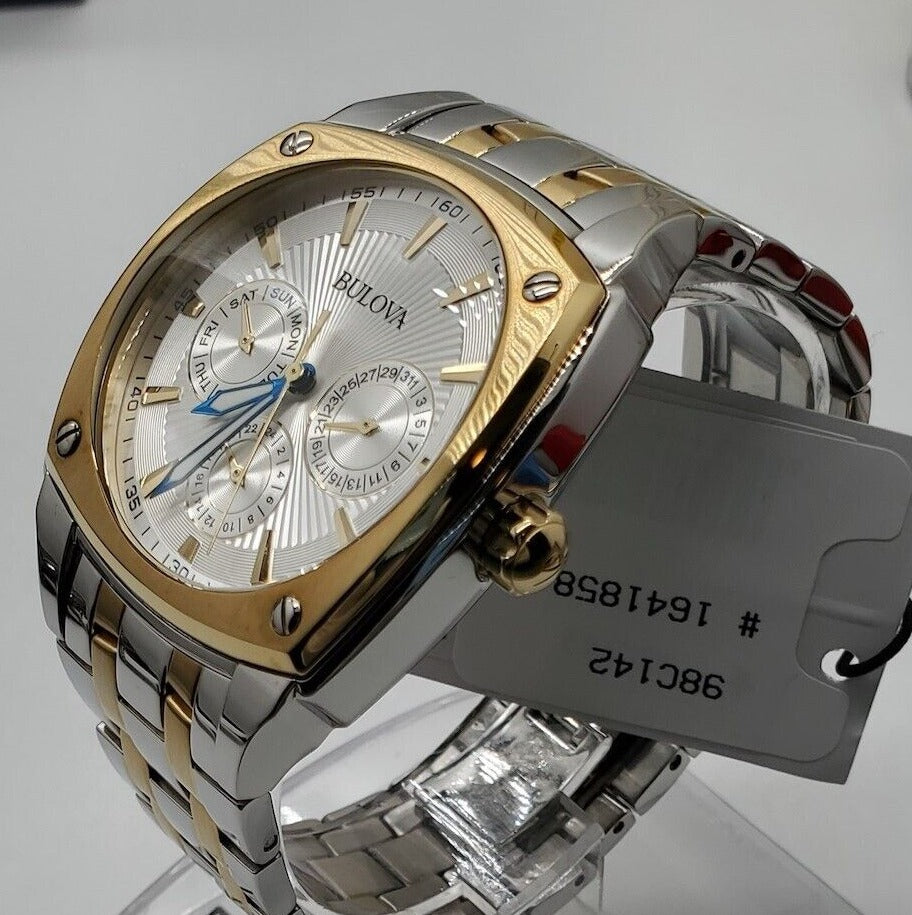  Shop Authentic Bulova Classic Multi Function Silver Dial Two Tone Steel Strap Watch for Men - 98C142 - Luxxuri