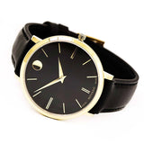  Shop Authentic Movado Ultra Slim Black Dial Black Leather Strap Watch For Women - 0607091 - Luxxuri