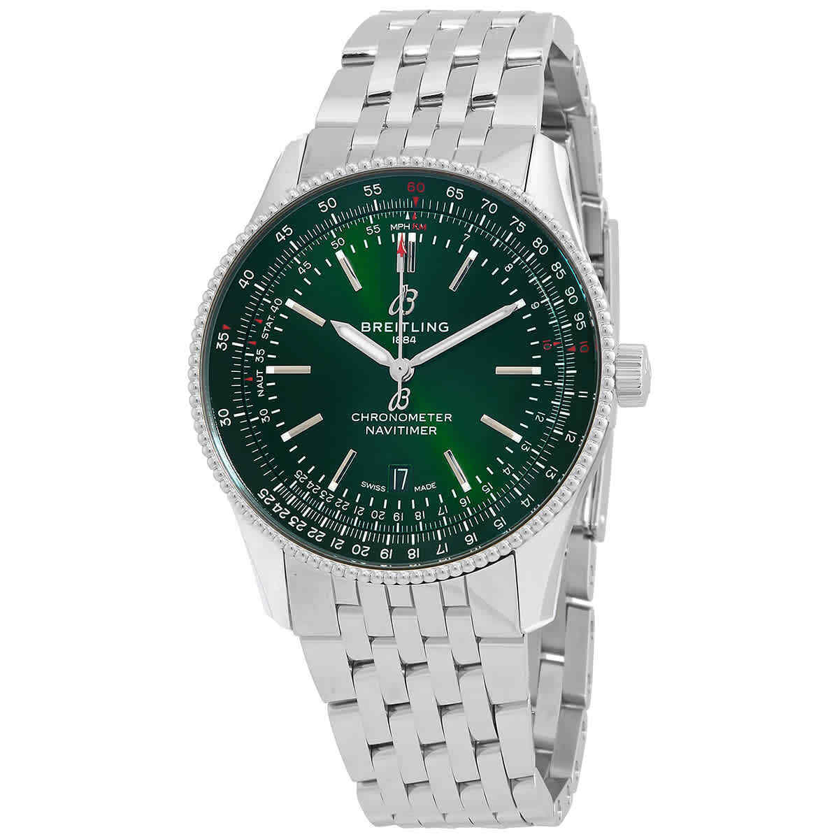  Shop Authentic Breitling Navitimer Automatic 41mm Green Dial Silver Steel Strap Watch for Men - A17326361L1A1 - Luxxuri