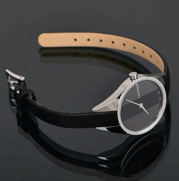  Shop Authentic Calvin Klein Rebel Black Grey Dial Black Leather Strap Watch for Women - K8P231C1 - Luxxuri