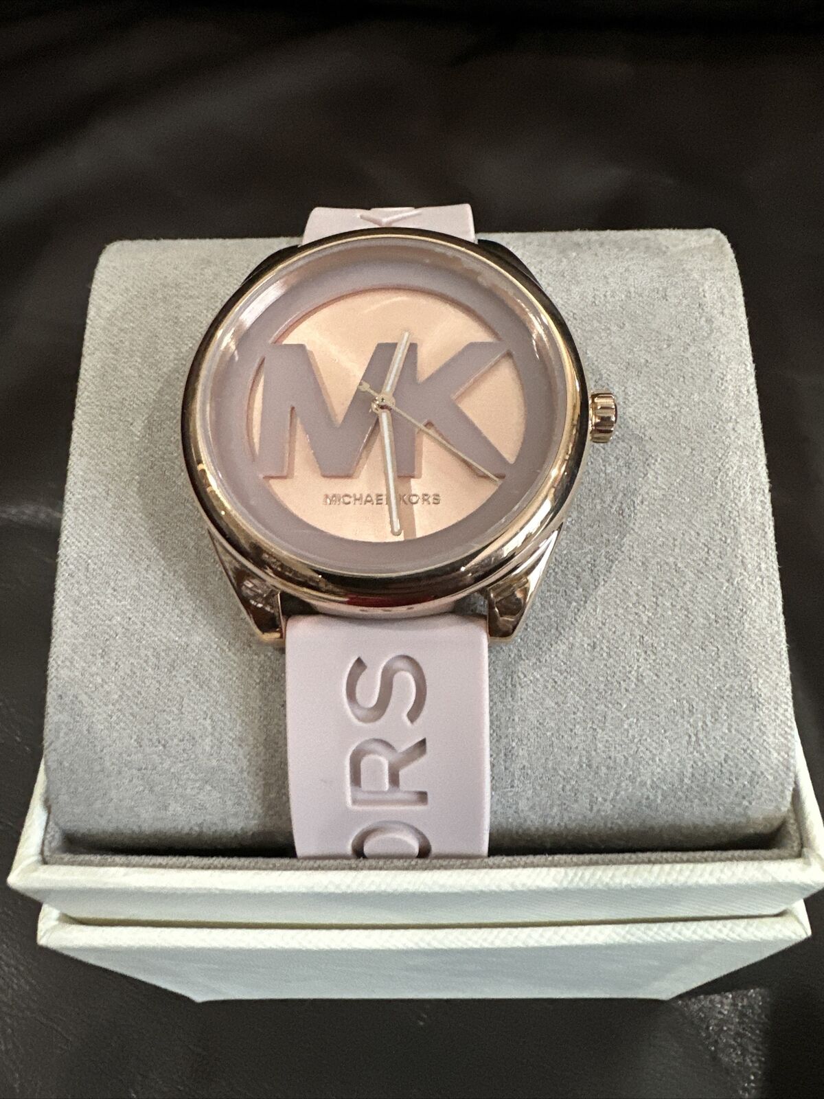  Shop Authentic Michael Kors Janelle Three Hand Rose Gold Dial Pink Rubber Strap Watch For Women - MK7139 - Luxxuri