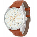  Shop Authentic Hugo Boss Grand Prix White Dial Brown Leather Strap Watch for Men - 1513475 - Luxxuri