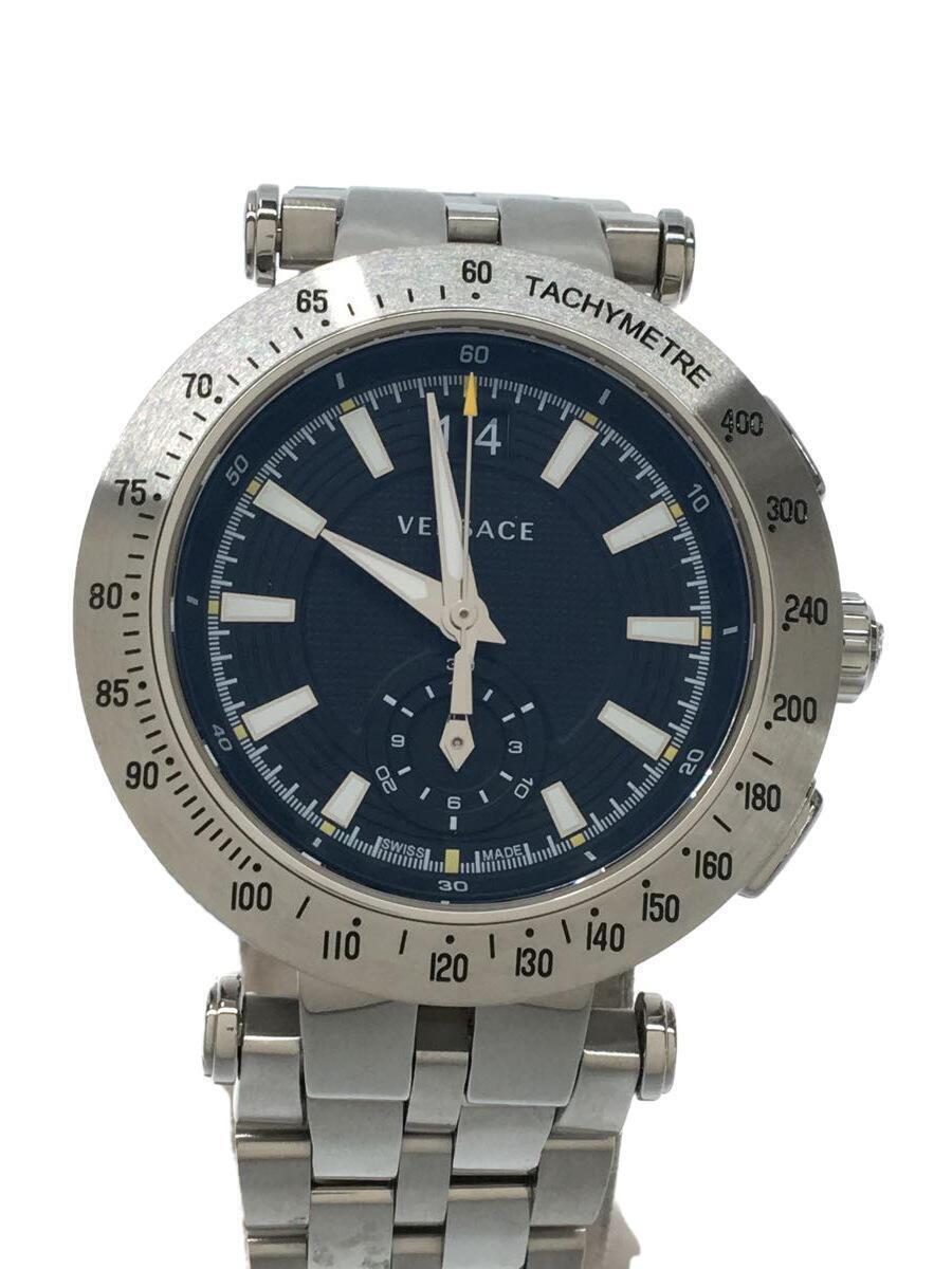  Shop Authentic Versace V-Race Sport Black Dial Silver Steel Strap Watch for Men - VAH010016 - Luxxuri