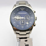 Shop Authentic Emporio Armani Sportivo Chronograph Blue Dial Silver Steel Strap Watch For Men - AR5860 - Luxxuri