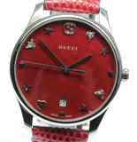  Shop Authentic Gucci G-Timeless Mother of Pearl Red Dial Red Leather Strap Watch For Women - YA1264041 - Luxxuri