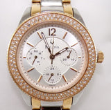 Shop Authentic Bulova Crystal Collection Silver Dial Two Tone Steel Strap Watch for Women - 98N100 - Luxxuri