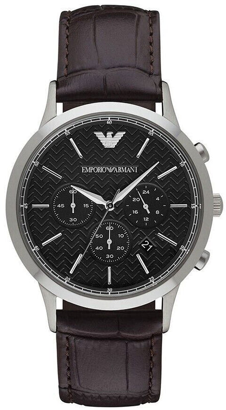  Shop Authentic Emporio Armani Renato Chronograph Black Dial Brown Leather Strap Watch For Men - AR2482 - Luxxuri