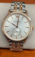  Shop Authentic Emporio Armani Classic Silver Dial Two Tone Steel Strap Watch For Men - AR1839 - Luxxuri