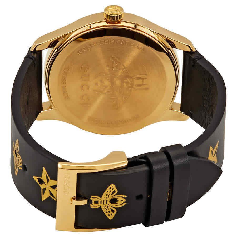  Shop Authentic Gucci G Timeless Bee Motif Black Dial Black Leather Strap Watch For Women - YA1264055 - Luxxuri