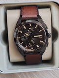  Shop Authentic Fossil Everett Chronograph Black Dial Brown Leather Strap Watch for Men - FS5798 - Luxxuri