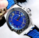  Shop Authentic Versace Chain Reaction Quartz Blue Dial Blue & Black Leather Strap Watch for Men - VEDY00119 - Luxxuri