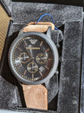  Shop Authentic Emporio Armani Chronograph Black Dial Brown Leather Strap Watch For Men - AR11078 - Luxxuri