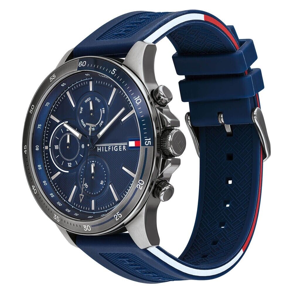  Shop Authentic Tommy Hilfiger Bank Blue Dial Blue Rubber Strap Watch for Men - 1791721 - Luxxuri