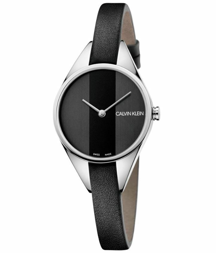  Shop Authentic Calvin Klein Rebel Black Grey Dial Black Leather Strap Watch for Women - K8P231C1 - Luxxuri