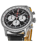 Breitling Navitimer B01 Chronograph 46 Black Dial Black Leather Strap Watch for Men - AB0137211B1P1