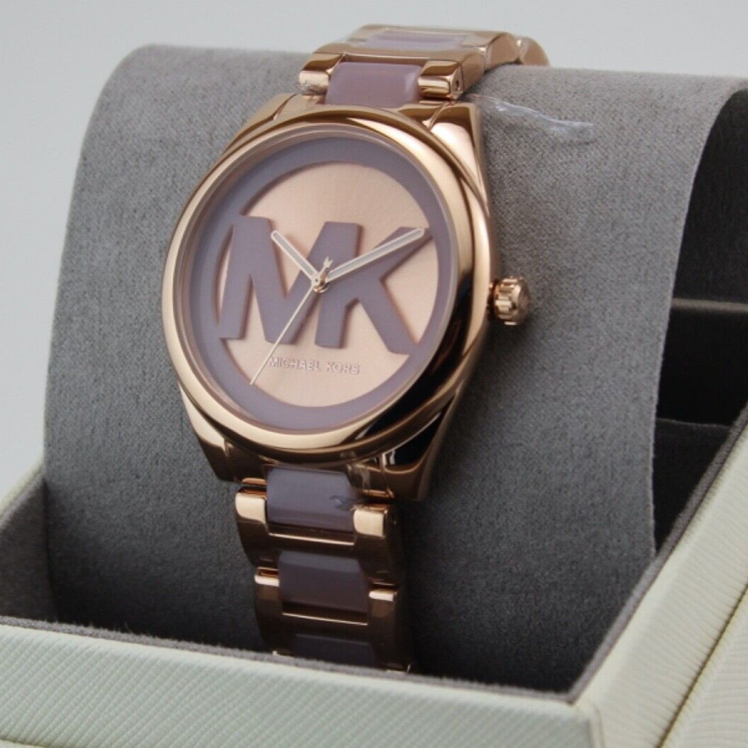  Shop Authentic Michael Kors Janelle Three Hand Rose Gold Dial Two Tone Steel Strap Watch For Women - MK7135 - Luxxuri